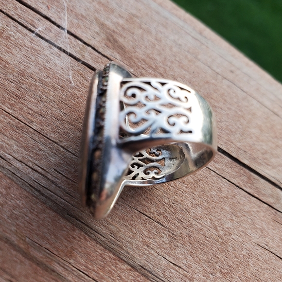 Vintage Abalone Sterling Silver Ring (Size 5 1/2) - Picture 5 of 10